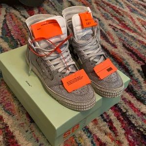 Off white glitter sneakers